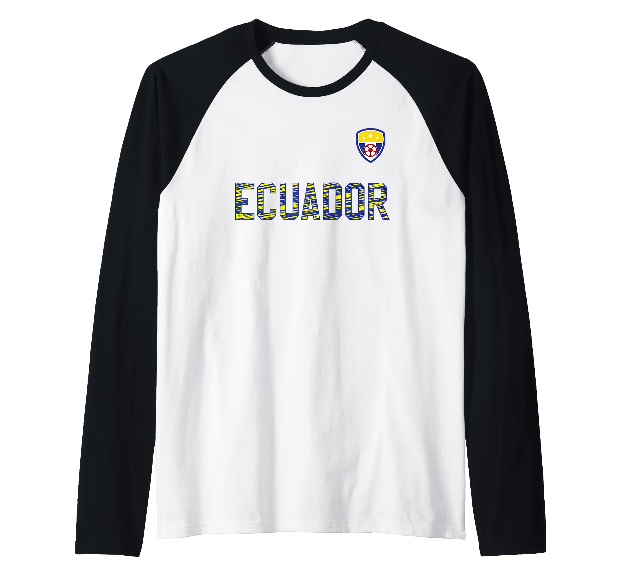 Ecuador Football Blue Yellow Striped Lyrics Raglan Baseball Tee