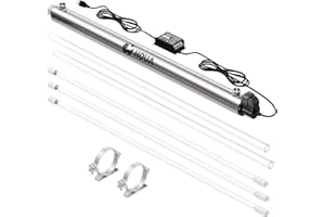 HQUA-OWS-124 UV Water Purifier for Whole House, 12GPM 110V 40W Model + 2 Extra Lamp + 1 Extra Ballast + 1 Extra Quartz Sleeve