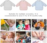 Vicloon Baby Weaning Bibs with Long Sleeves Pink PU Waterproof Feeding Bibs view 8