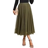 Happy Sailed Womens Tulle Skirt Elastic High Waisted A-Line Layered Flowy Long Skirts Date Night Outfit