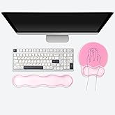 Gel Wrist Rest for Keyboard and Mouse - Ergonomic Pink Mouse Pad with Wrist Rest Support Non-Slip Base for Latop/Desktop/Office Home