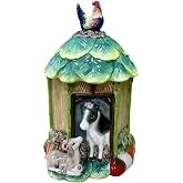 Minigift Farmhouse Cow &amp; Rooster Cookie Jar, Rustic Farm Animal Kitchen Canister, Decorative Biscuit Storage Container for Countertop