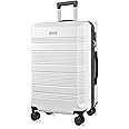 GigabitBest 28 inch luggage with spinner wheels, lightweight ABS+PC large suitcase with TSA lock, expandable 28 inch hardside suitcase for long distance travel.（Arctic White）