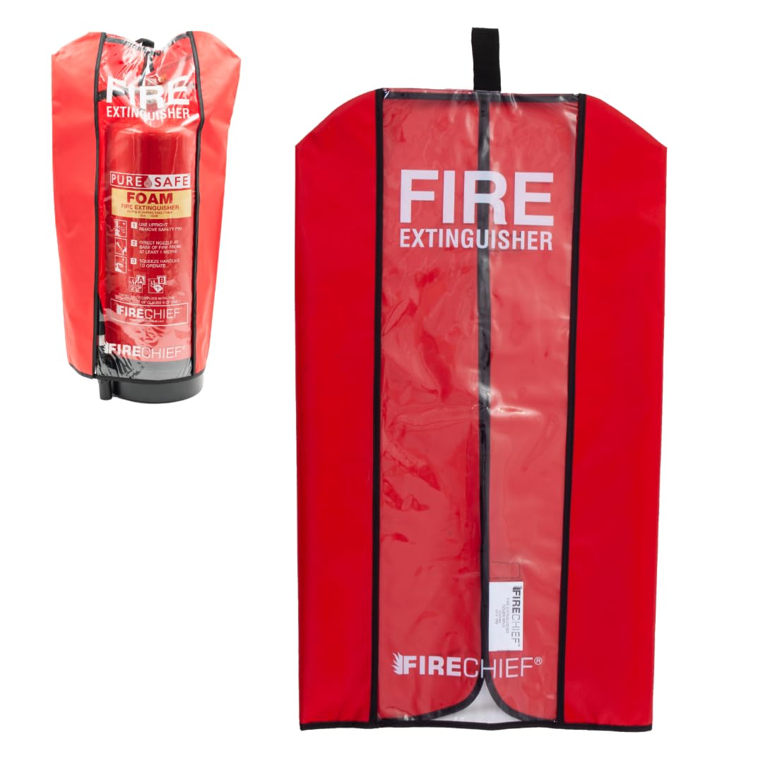 Firechief Medium Fire Extinguisher Cover - Red Cover for 9kg Fire Extinguishers - Workplace Safety - Suitable for Powder, Foam, Water, CO2, Wet Chem and more - RPV3 Model