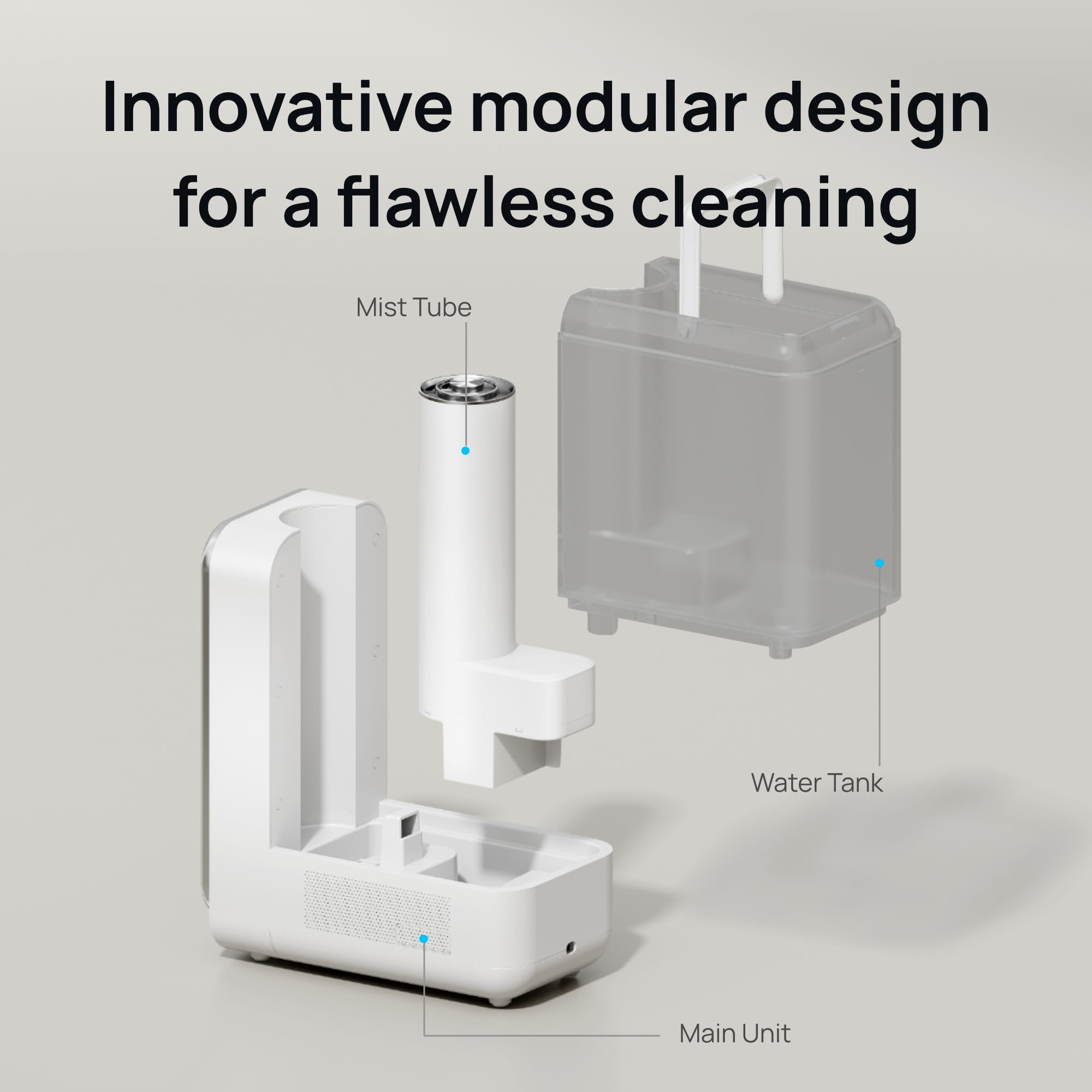 Dreo Humidifiers for Bedroom, Top-filled Smart Quiet Cool Mist Humidifiers for Large Room Home, Oil Diffuser & Nightlight, 50Hours Runtime for Indoor Plants, with Alexa/Google, Grey