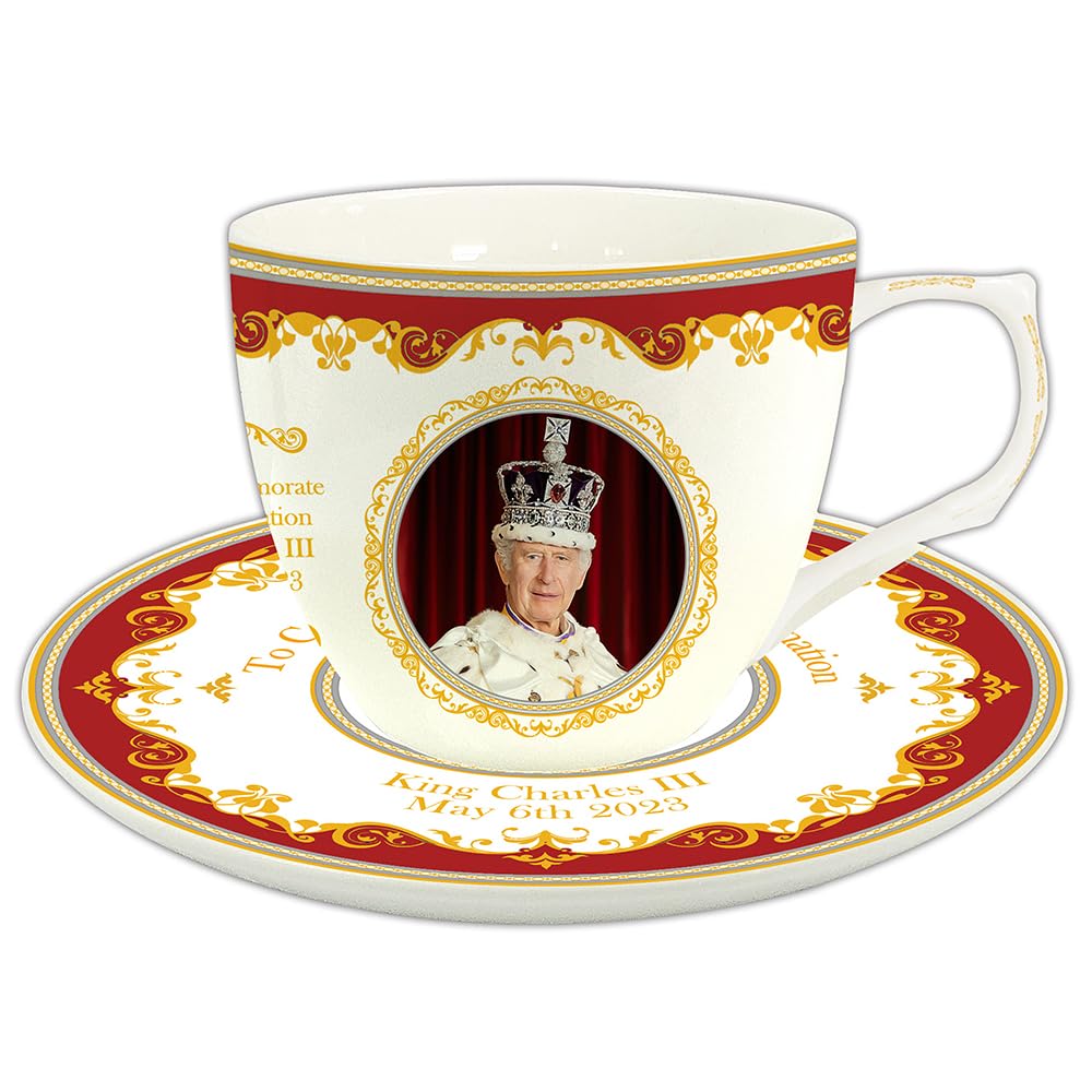 Lesser & Pavey Charles III Coronation Cup & Saucer Set | His Majesty King Commemorative Gift | British Designed | Limited Edition Royal Cup & Saucer Gift - Royal Heritage