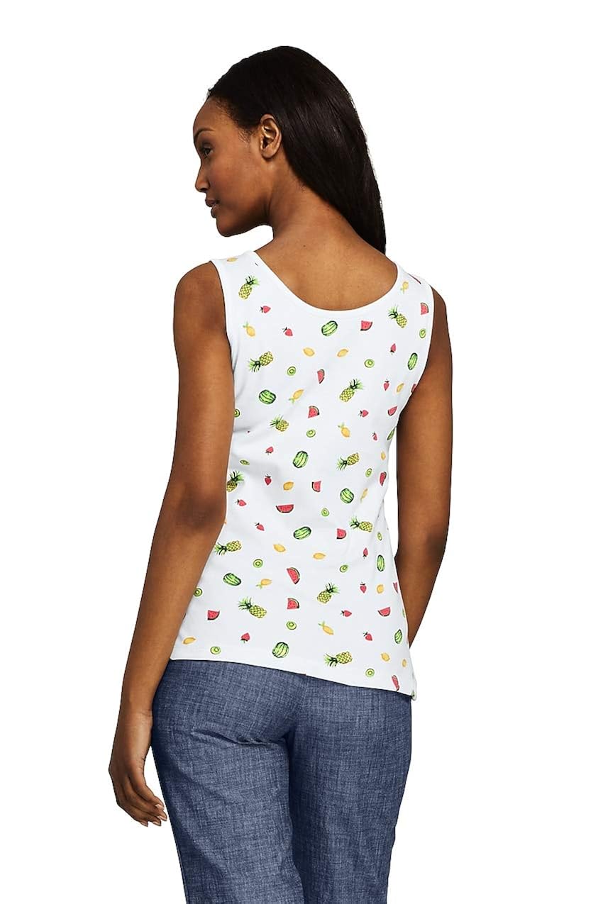 Lands End Womens Petite Cotton Tank Top Print Shops Women