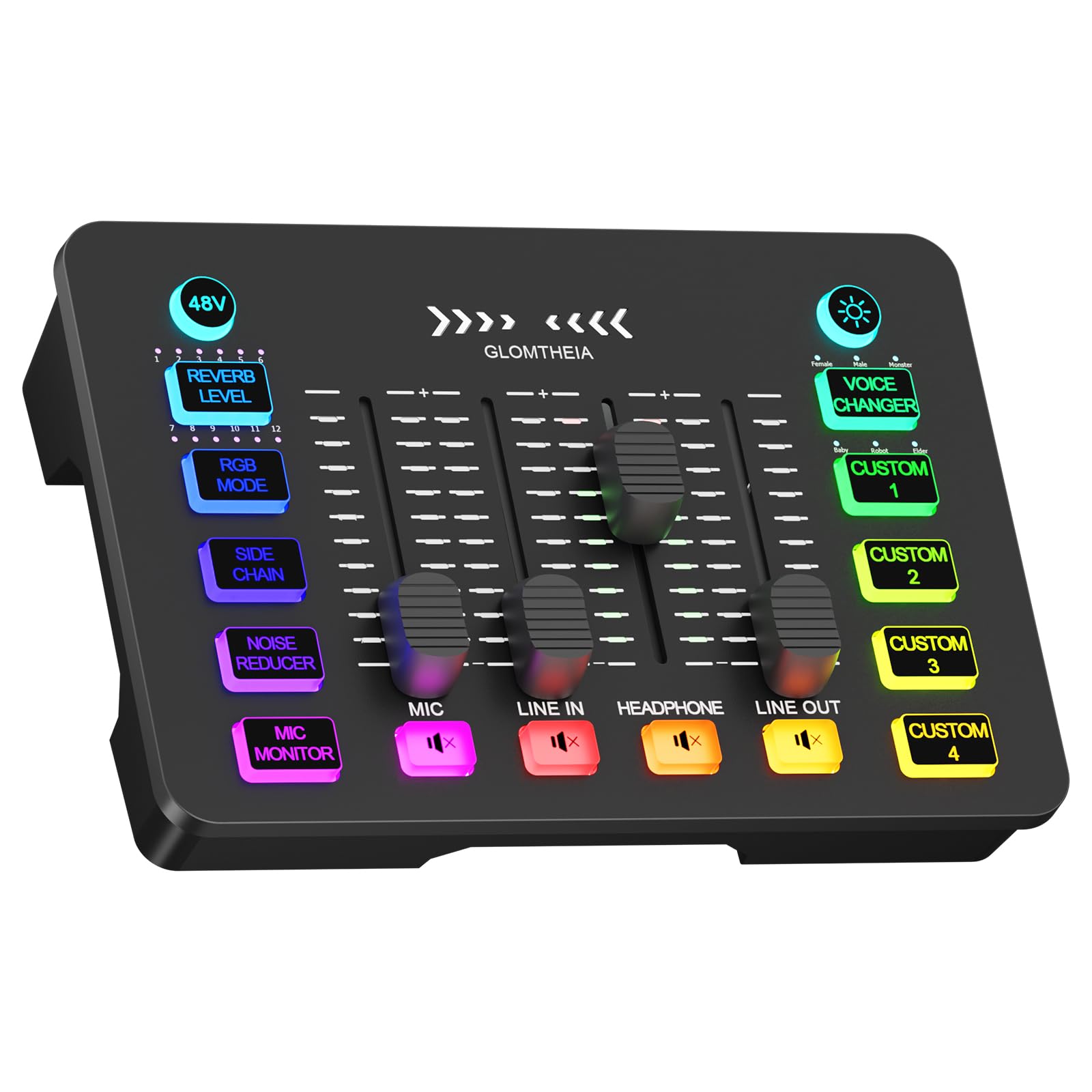 Glomtheia Gaming Sound Board Audio Interface Voice
