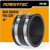 POWERTEC 70149V 4 Inch Dust Control Flex Cuff with Steel Hose Clamps, Hose Connector Rubber Cuff Coupler for Woodworking Dust Collection Fittings, Dust Collector Accessories &amp; Machinery, 1pk