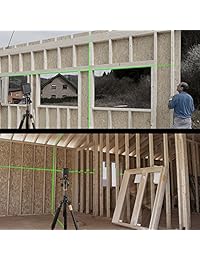 Nivel láser, SC L07G Nivel láser verde Nivel de láser autonivelante de 98 pies Línea transversal Líneas horizontales y verticales Mayor visibilidad con cubierta de goma completamente suave, Base de montaje magnética flexible, Estuche portátil