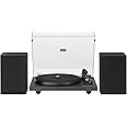 Crosley C62C Turntable HiFi System Record Player with Speakers, Adjustable Tonearm, Moving Magnet Cartridge, Bluetooth Receiver, 40W Per Channel, and Anti-Skate, Black