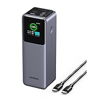UGREEN Power Bank, 25000mAh 200W, 3-Port Portable Charger, TFT Smart Display, Battery Pack, Compatible with iPhone 16/16 Plus