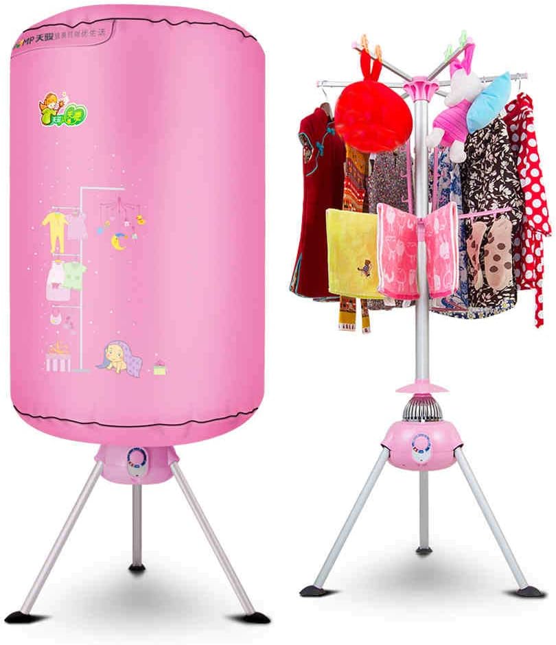 YXGH@ Portable non-porous cloth dryer 900W electric laundry drying rack 33 LB capacity folding disinfection wardrobe with heater automatic timer Dryer (Size : Pink)
