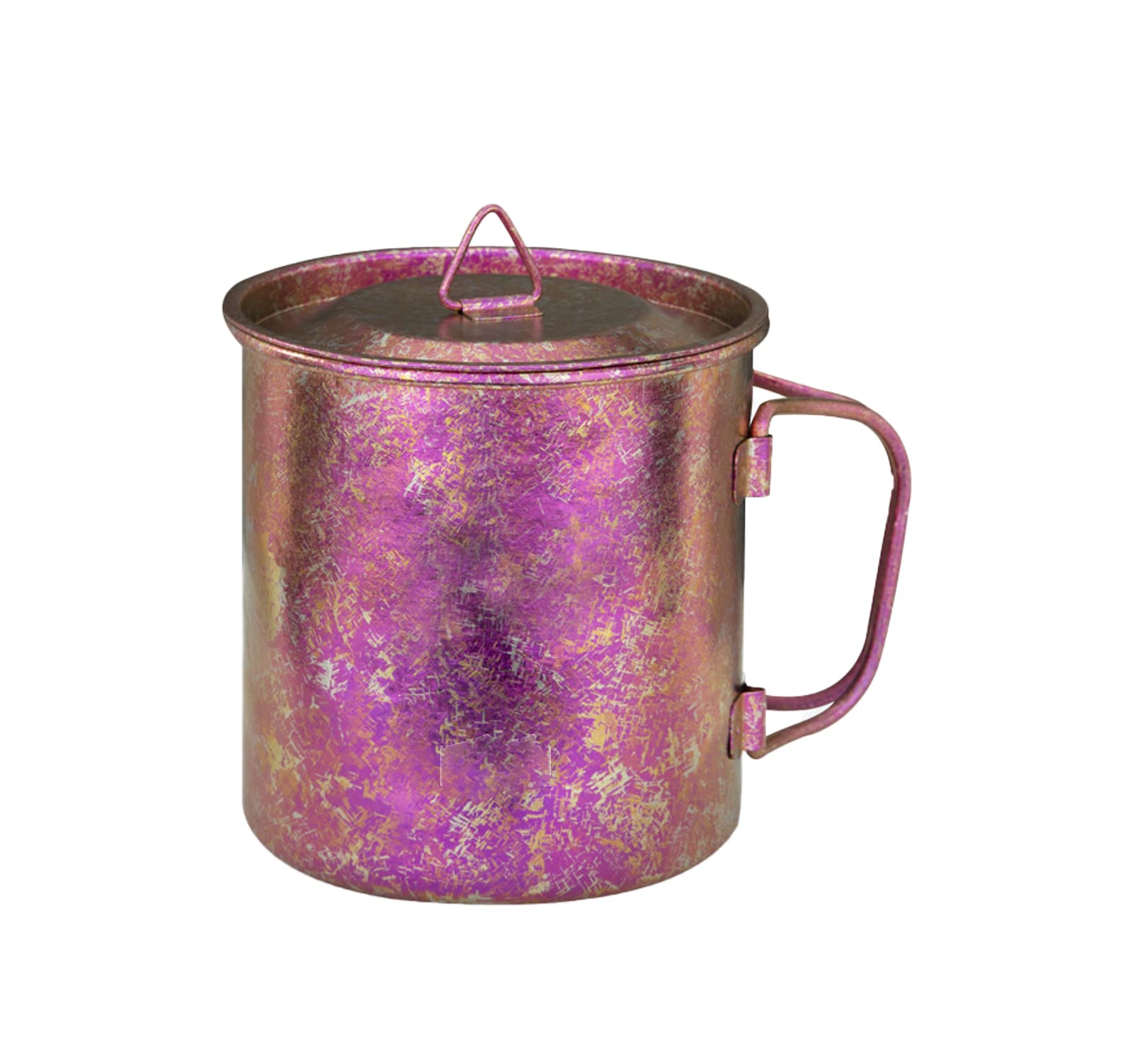 SXSHUOSI 100% Titanium Camping Mug Coffee Mug Beer Mug, Outdoor Collapsible Ultra Light Mug with Lid, 450ML (Rose)