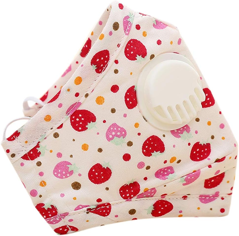 Yiwann Anti Pollution Mask, Children Kids Dustproof Cotton N95 Mouth Mask, Cartoon Printed Adjustable Respirator with Breath Valve Replaceable Filter 3-12T Gift