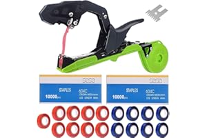 Chlmetf Upgraded Plant Tying Machine,Plant Vine Tying Tool Kit with 20000pcs Staples 17 Roll Tape, with SK5 Blade Replacement for Gardener,Farmer,Grapes,Tomatoes,Vegetables