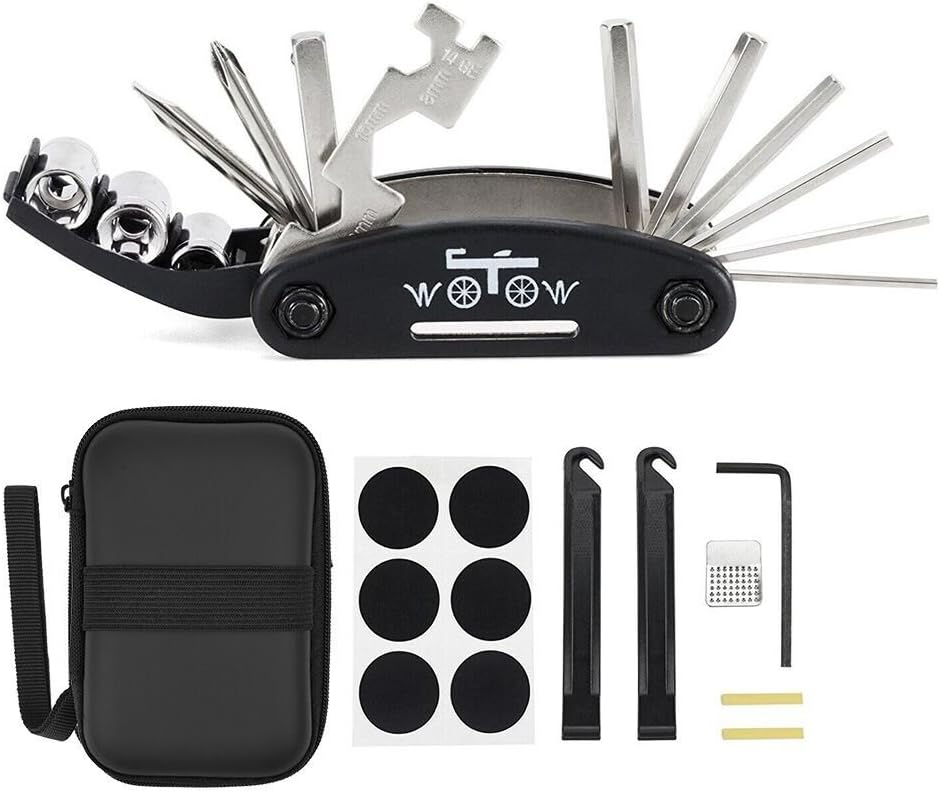 WOTOW 16 in 1 Multi-Function Bike Bicycle Repair Tool Kit Allen Wrench With Tire Pry Bars Rods