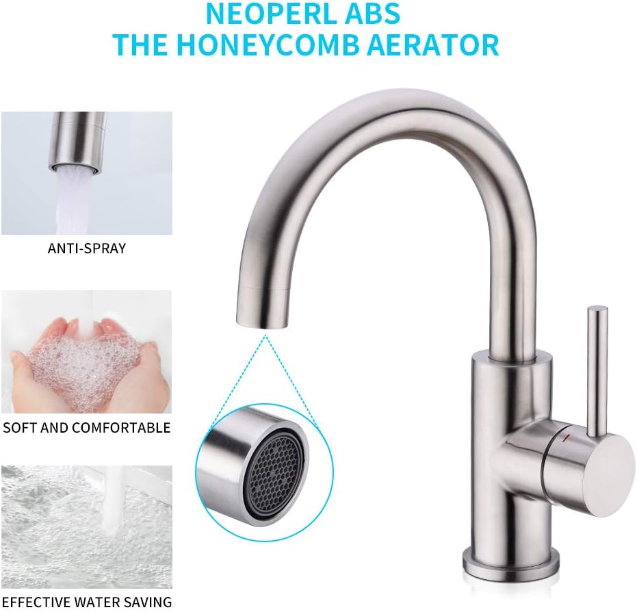 CREA Kitchen Single Handle Mixer Tap,Kitchen Sink Tap, Basin Taps with 360° Swivel Spout - Image 4