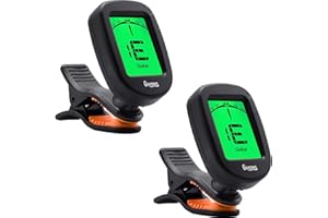 LALAOKS Guitar Tuner Clip on 2Pack-Accurate Chromatic,Acoustic Guitar Bass Violin Ukulele Tuner