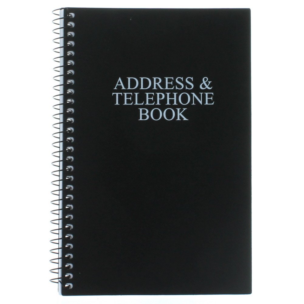 Spiral Bound Telephone Address Book Handy Way With Vinyl Cover Black 8