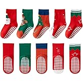 WATOCHE Kids Christmas Socks Toddler Nonslip Grip Christmas Xmas Socks for Baby Holiday Winter Warm for Boys/Girls