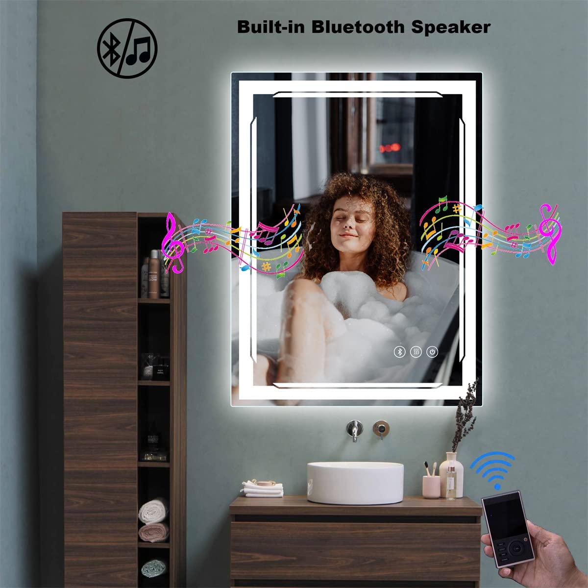 Mua 24x32 Lighted Bathroom Mirror with Bluetooth Speaker - Smart LED ...