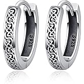 Celtic Hoop Earrings 925 Sterling Silver Celtic Knot Earrings Irish Jewelry Gift for Men Women