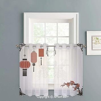 Amazon Com Amorfash Cafe Curtains Lattice Kitchen Window Curtain