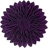JWH Decorative Flower Pillow Covers Aesthetic Round Cushion Sunflower Throw Pillow Cases Handmade Pillowcase for Couch Bed Living Room Car 12 Inch Dark Purple