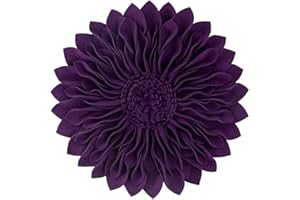 JWH Handmade 3D Flowers Accent Pillow Round Sunflower Cushion Decorative Pillowcase with Pillow Insert Home Sofa Bed Living R