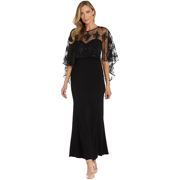 Amazon.com: NIGHTWAY Women's Long Sleeveless Beaded Evening Gown - Elegant  V-Neck & V-Back Formal Dress W/Mesh Godet Insets : Clothing, Shoes & Jewelry