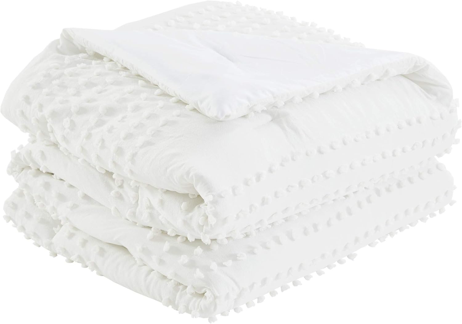 Comfort Spaces Phillips Comforter Reversible 100% Cotton Face Jacquard Tufted Chenille Dots Ultra-Soft Overfilled Down Alternative Hypoallergenic All Season Bedding-Set, Full/Queen, Ivory: Home & Kitchen