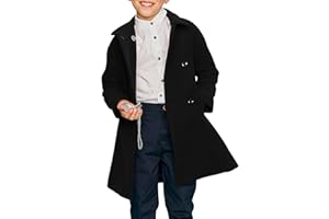 Meikulo Boys Double Breasted Pea Coat Kids Winter Notched Collar Overcoat 5-14 Years