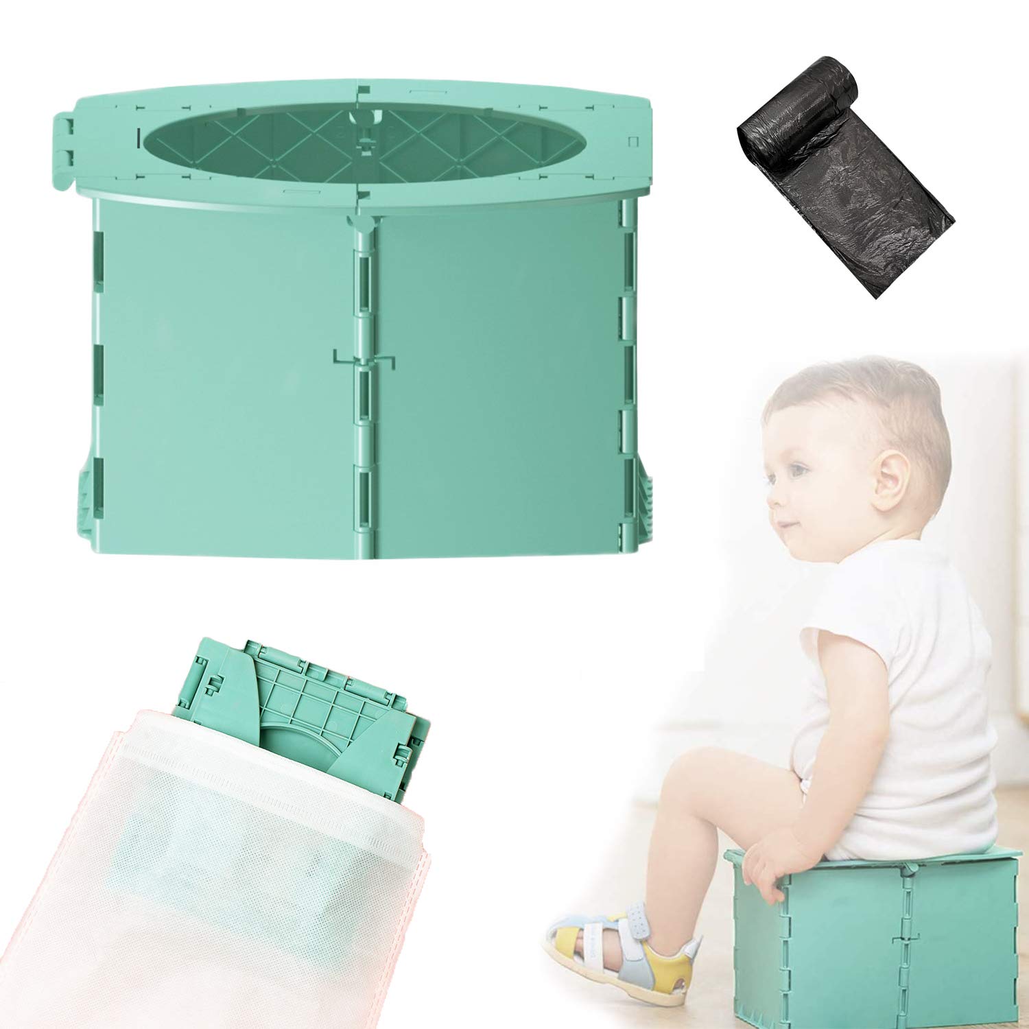auvstar Folding Travel Potty Toilet for Baby, Portable Toilet Seat for Babies, Environmentally Friendly ABS Plastic, Outdoor or Training, Suitable for 1-3 Years Old Children