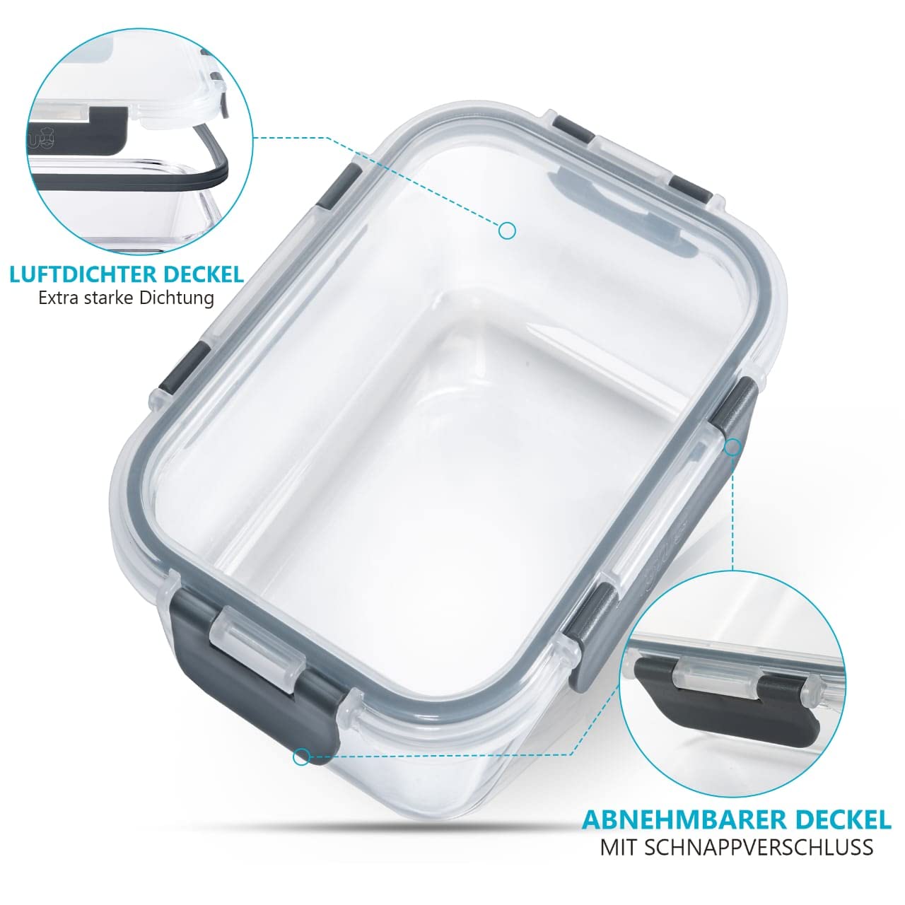 Igluu Meal Prep Glas-Frischhaltedosen mit BPA-freiem Deckel (10er-Pack) – mikrowellen-, ofen-, gefrier-, spülmaschinengeeignet, auslaufsicher – 370 & 1050 ml – robustes Borosilikatglas 6