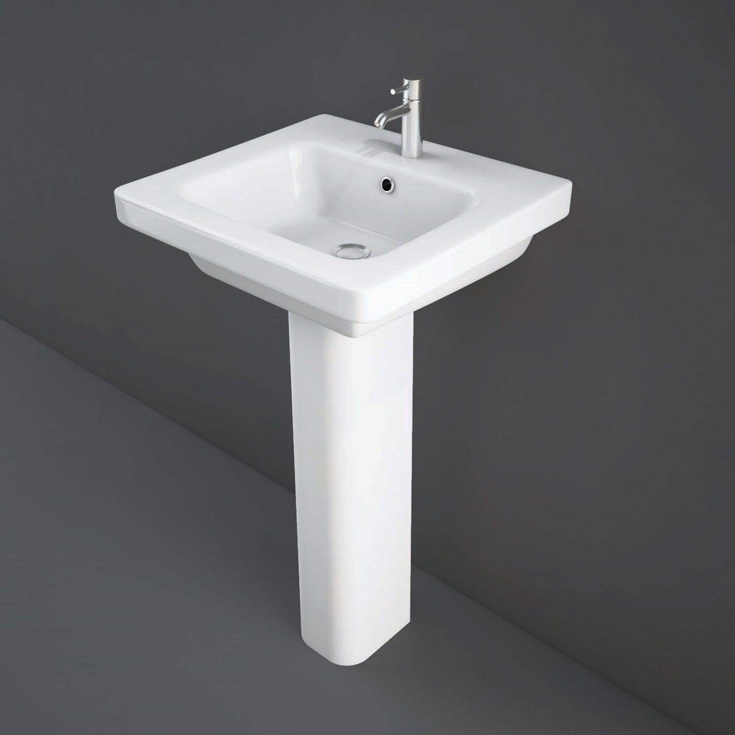 Rak Resort Hand Wash Basin Full Pedestal 500mm Wide 1 Tap Hole