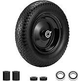 4.80/4.00-8" Flat Free Tire and Wheel 14.5" Wheelbarrow Tire,with 5/8" Axle Bore Hole,3"Center Hub and 3/4" Bearings,Universal Replacement Solid Tire for Hand Truck/Utility Cart/Garden Cart