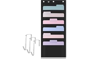 Mr. Pen- Hanging Wall File Organizer, 6 Pocket, Black, 3 Overdoor Hangers Included, Over The Door File Organizer, Wall Folder
