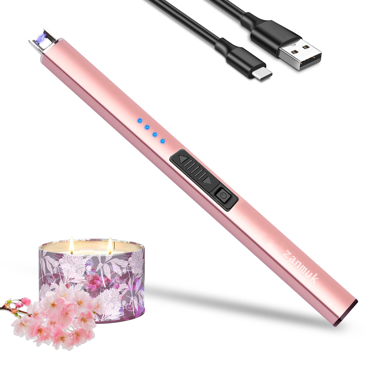 Electric Candle Lighter Rechargeable Lighters - Stocking Fillers for Women USB Rechargeable Plasma Arc Lighters for Candle (Rose Gold)