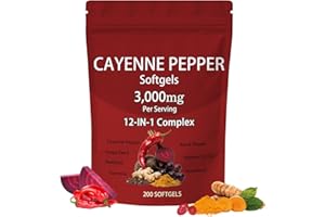 LIMYGOO Cayenne Pepper Capsules, Cayenne Pepper Supplement Softgels, with Vitamin E D3+K2 and Extracts of Grape Seed, Hawthorn, Beetroot, Supports Leg Vein, Heart Health & Gut Health (1pc)