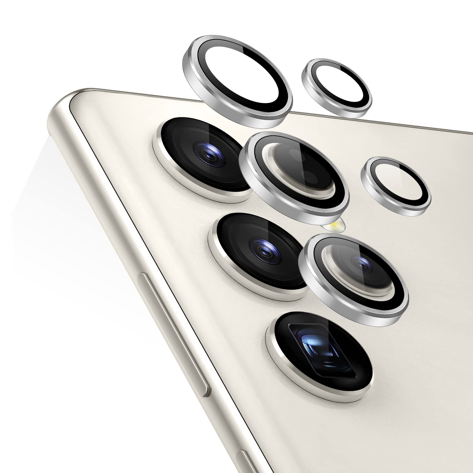 Photo 1 of ESR for Samsung Galaxy S23 Ultra Camera Lens Protector, Samsung S23 Ultra Accessories, Scratch-Resistant Ultra-Thin Tempered Glass with Aluminum Edging, S23 Ultra Case Friendly, 1 Set, Silver