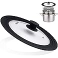 Universal Lid for Pots, Pans and Skillets - Tempered Glass with Heat Resistant Silicone Rim, Fits 9.5", 10" and 11" Diameter Cookware