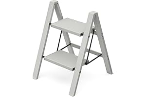 HillhutApex 2 Step Stool, Foldable Step Ladder with Anti-Slip Wide Pedal, 150 KG Capacity Aluminum Ladder for Kitchen,Office,