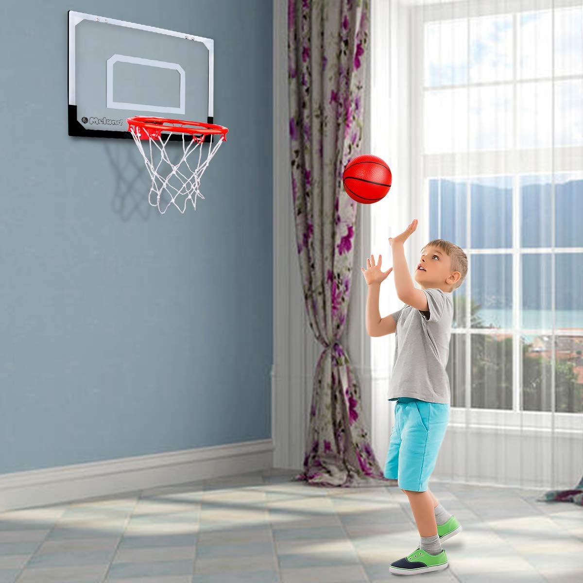 Meland Indoor Mini Basketball Hoop Set for Kids - Basketball Hoop for Door with 4 Balls & Complete Basketball Accessories - Basketball Toy Gifts for Kids Boys Teens: Toys & Games