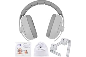 Baby Noise Cancelling Headphones - 2-In-1 Baby Headphones for Infant Toddlers Age 3-48 Months Gifts for Babies, Gray