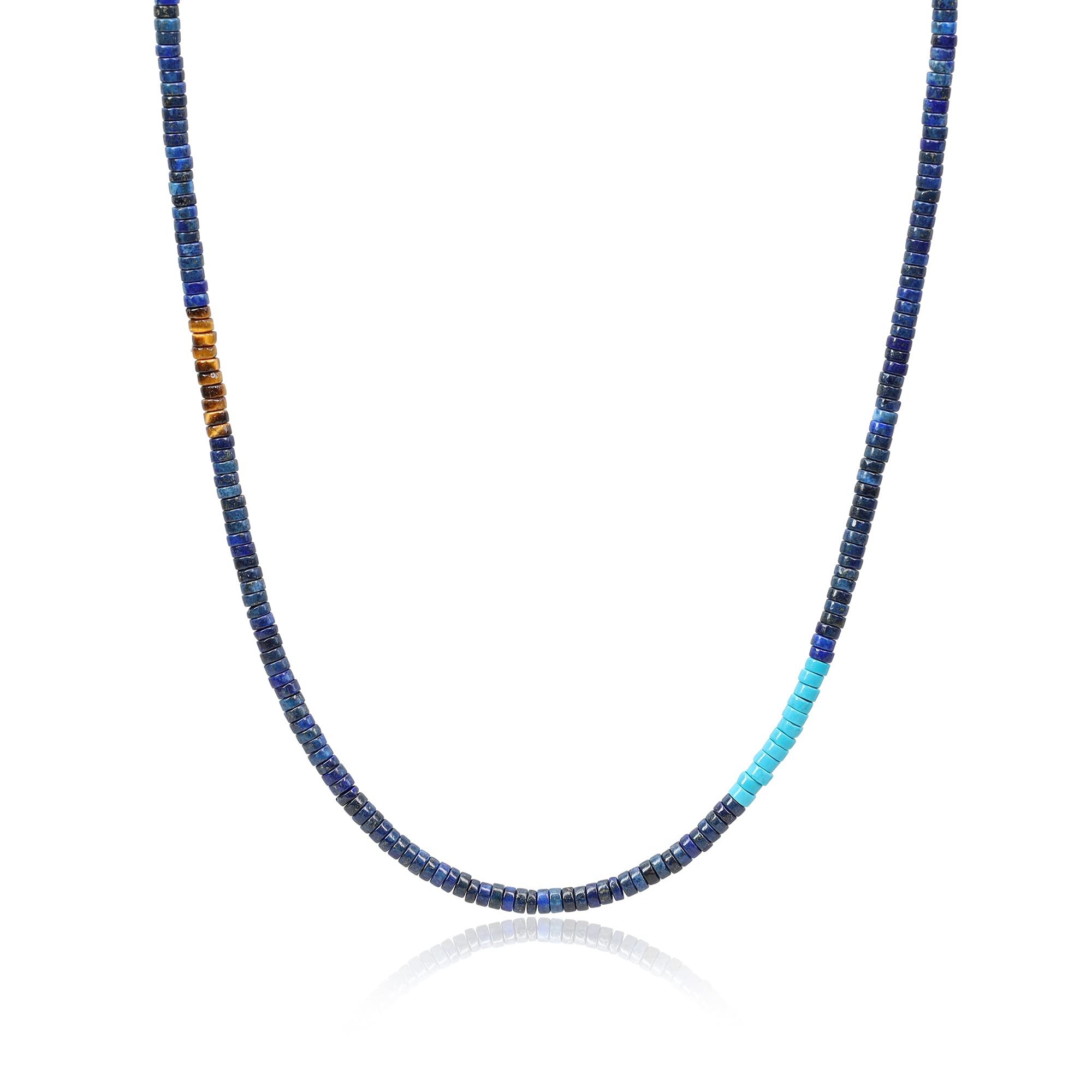 COAI Mens Womens Heishi Genuine Lapis Lazuli Stone Beaded Necklace 65cm