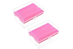 uxcell Pipette Tips Box 96-Well Polypropylene Tip Holder Container for 200ul Pipettor 5mm Hole Diameter Red 2Pcs