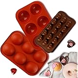 Jasilon [UPGRADE SAFE MATERIAL] 2 Chocolate Bomb Molds + 1 Heart Shaped Silicone Mold, Medium Semi Sphere Silicone Mold, 6 Ho