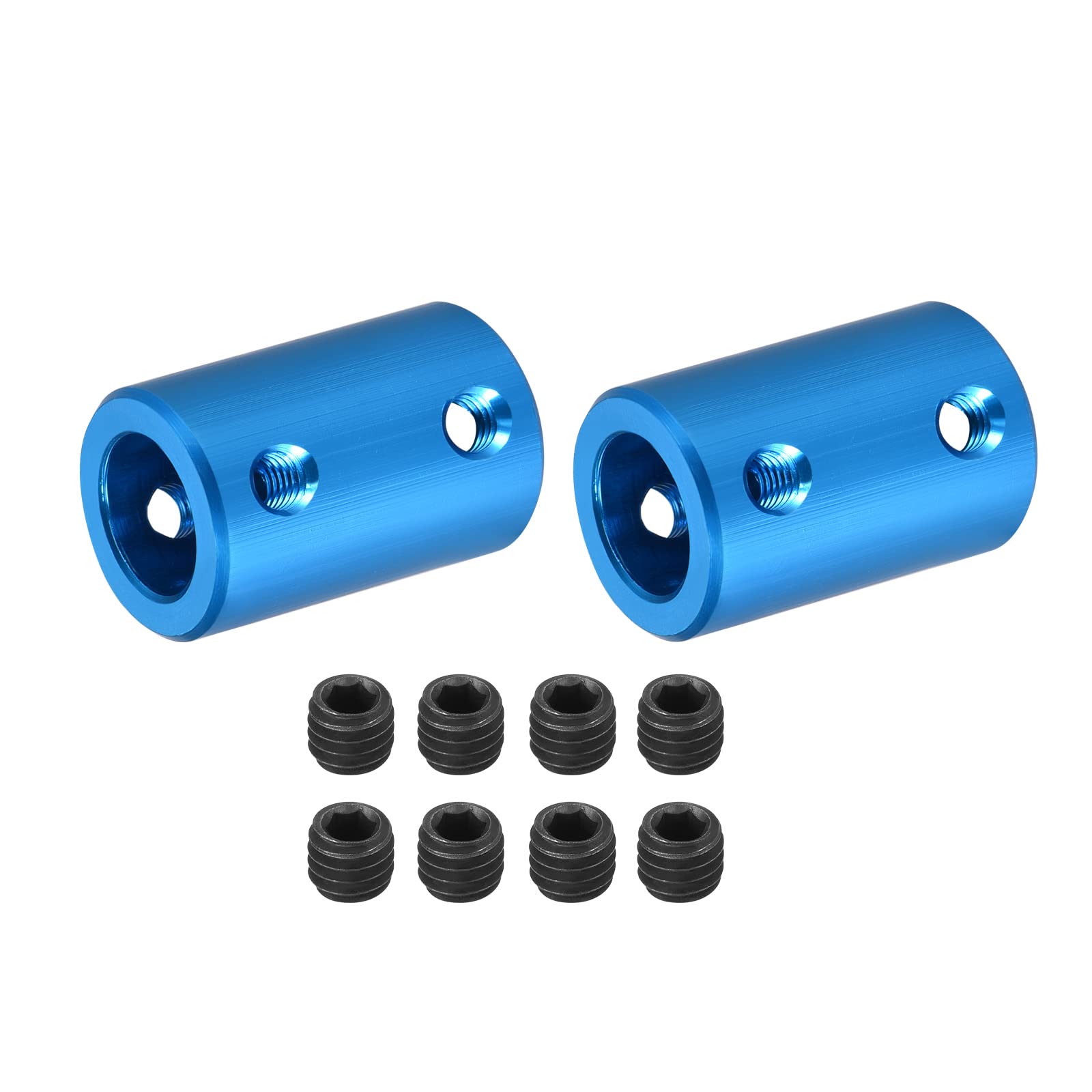 DMiotech 2 Pack 10-10mm Bore L25XD16 Rigid Coupling Shaft Coupling Joint Connector w Screws Aluminum Alloy Motor Shaft Connector for 3D Printer Blue