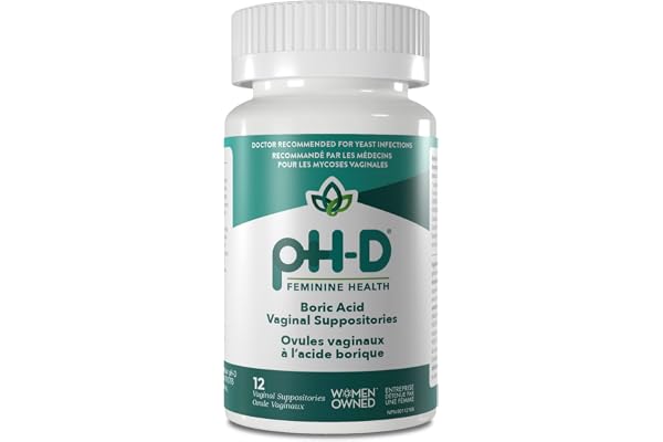 pH-D Feminine Health - 600 mg Boric Acid Suppositories - Woman Owned - for Yeast Infections (12 Count (Pack of 1))
